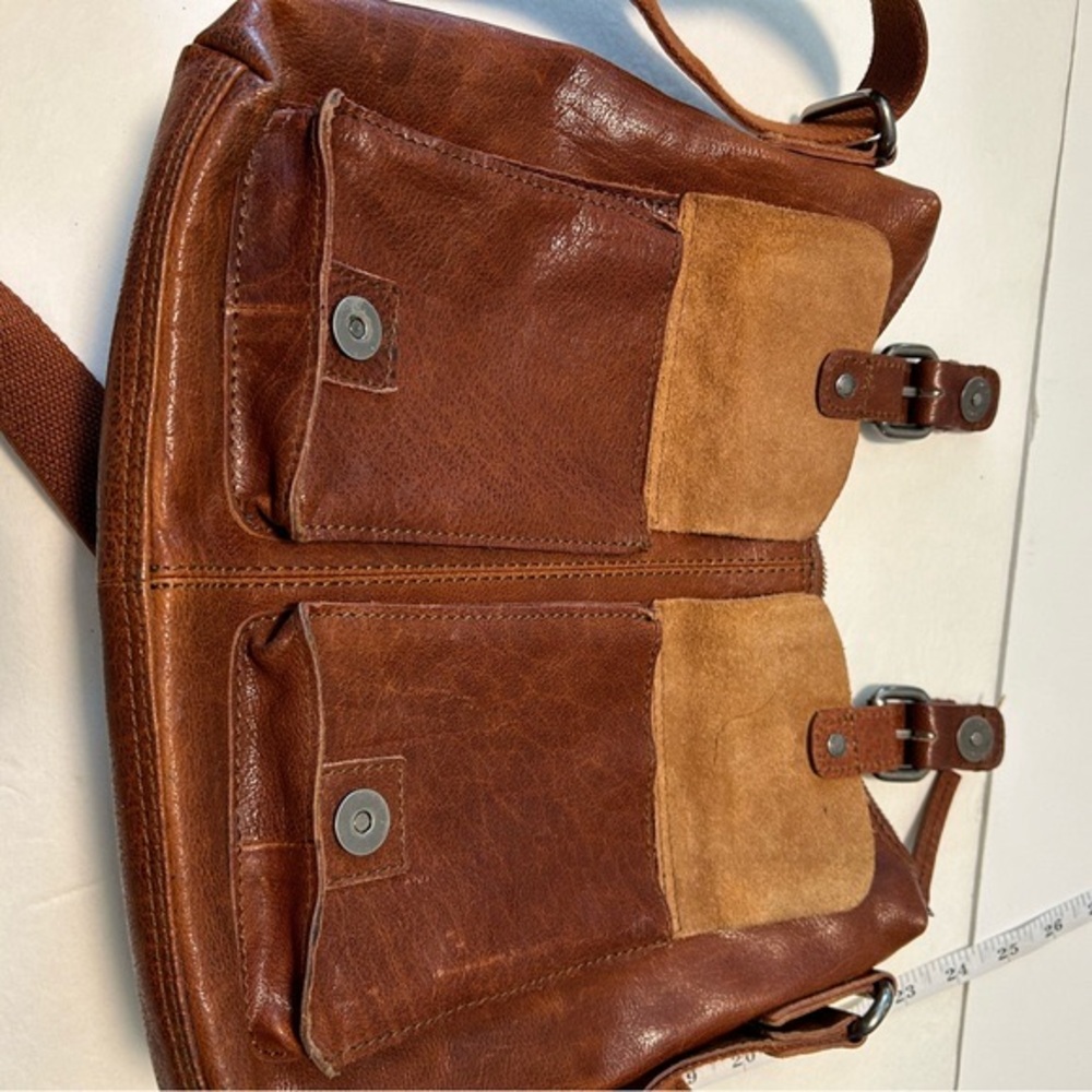 SPIKES & SPARROW Brandy Cognac Leather Crossbody Messenger Bag - Picture 7 of 8